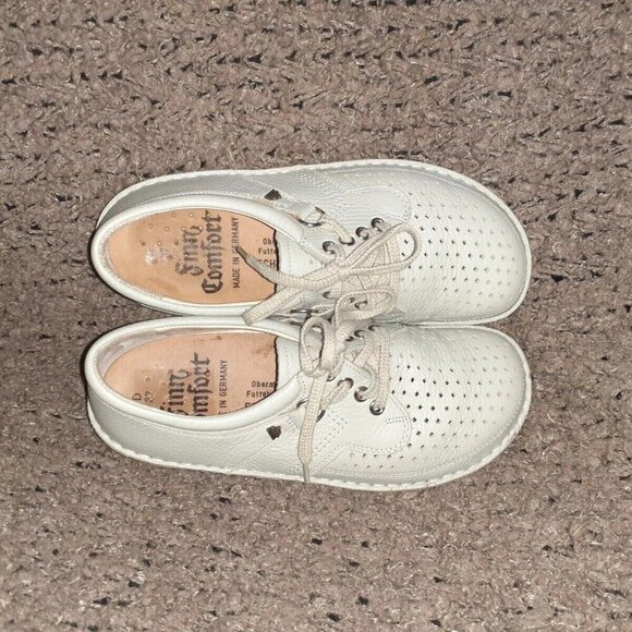 FINN COMFORT-Baden-Grey/Beige Pebbled Perforated Leather-Sz 37 D-Excellent - Picture 6 of 7